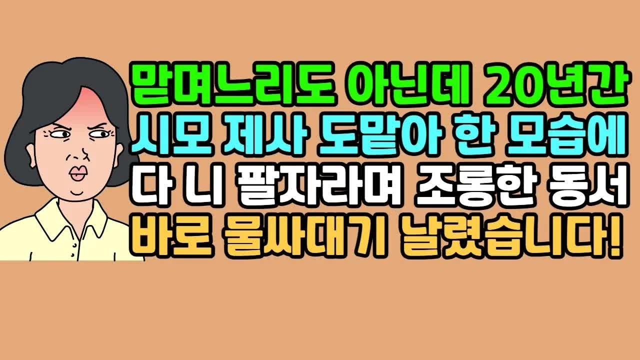 사연듣기 맏며느리도 아닌데 20년간 시모 제사 도맡아 한 모습에 다 니 팔자라며 조롱한 동서, 바로 물싸대기 날렸습니다! ｜ 카톡썰 ｜ 사이다사연