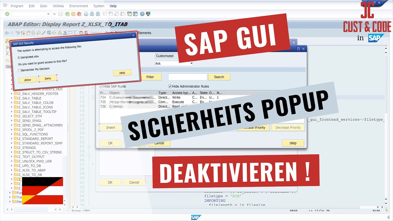 SAP GUI - Sicherheits Popup bei Upload und Download deaktivieren [deutsch]