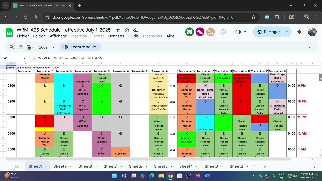 WRMI Broadcast schedule with Overcomer Ministry gone