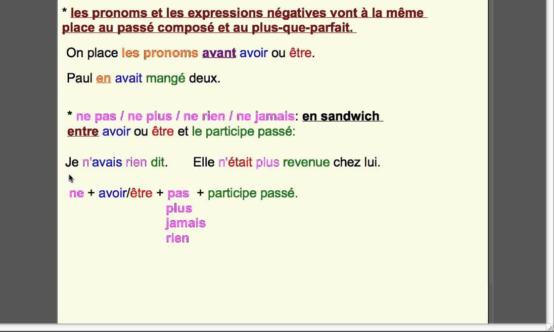 le plus-que-parfait et passé récent