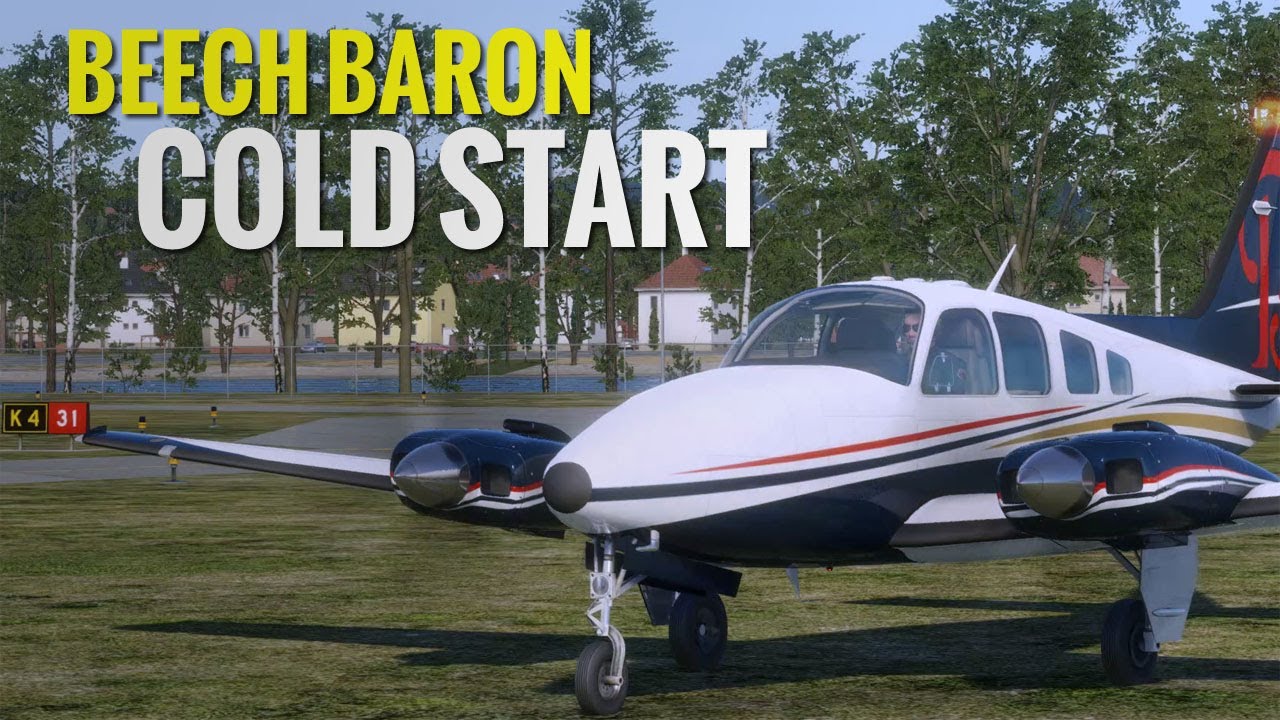 Холодный запуск Beechcraft Baron 58 в X-Plane 12