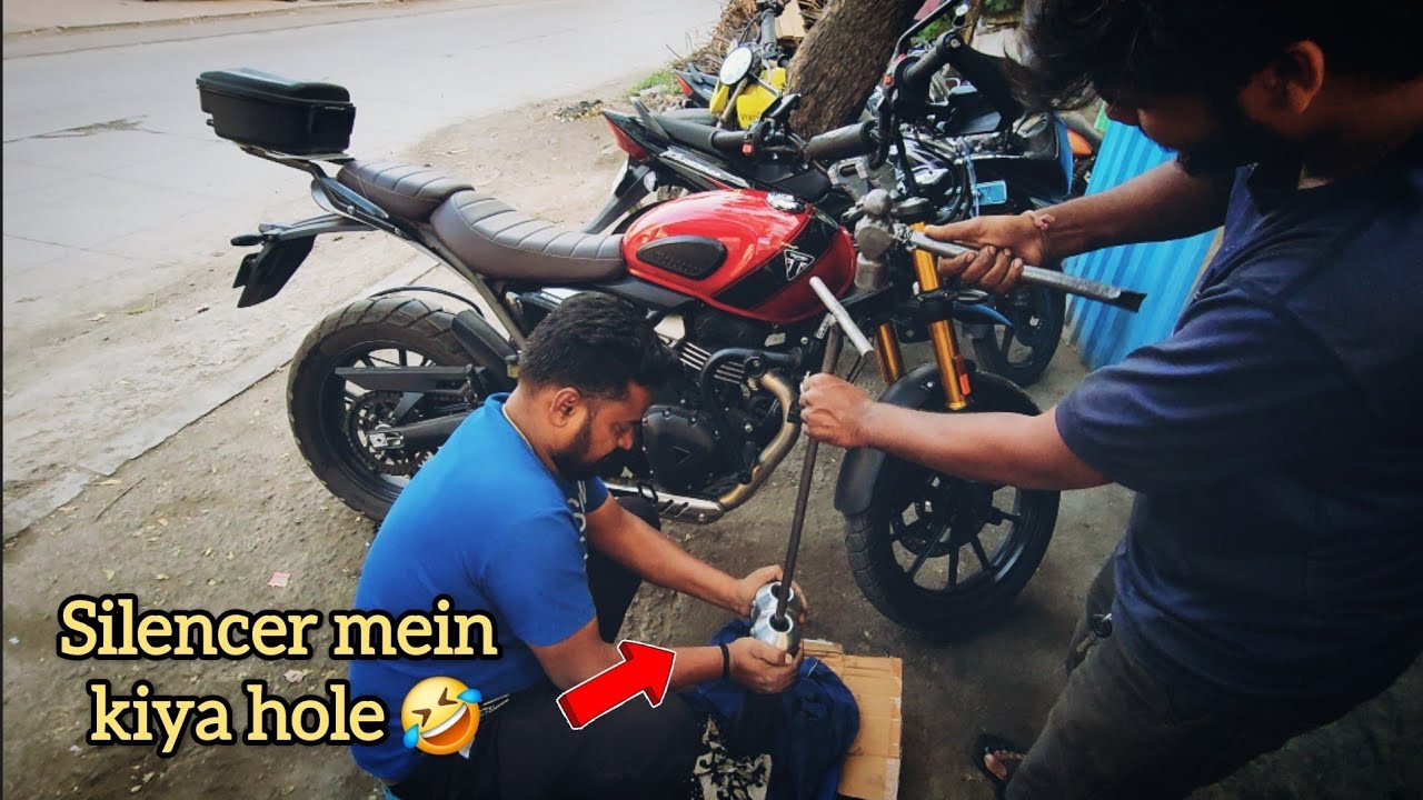 I make a hole in Triumph Scrambler 400X Silencer 😜 and testing aftermarket exhaust 🔥 4K