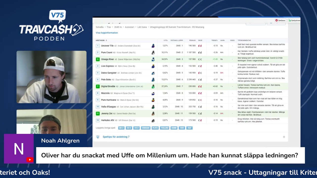 Live inför V75 Solvalla - Uttagningar till Kriteriet och Oaks!