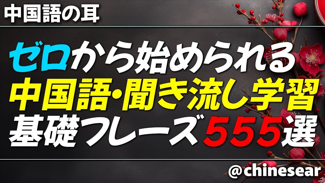 ゼロから始められる中国語聞き流し学習「基礎フレーズ555選」第1弾【中国語の耳】240317