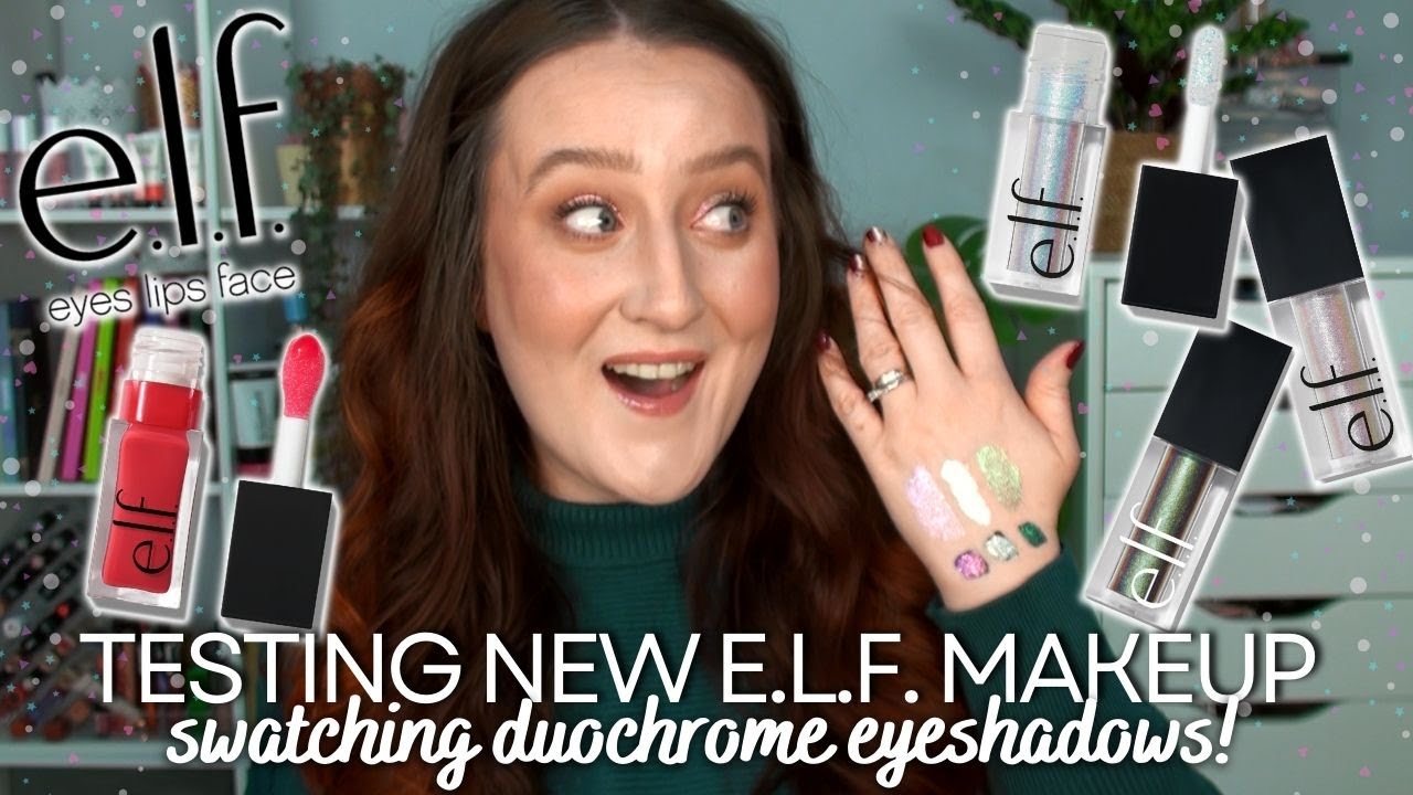*NEW* ELF DUOCHROME LIQUID EYESHADOW AND GLOW REVIVER LIP OIL! - First Impression Review Swatches