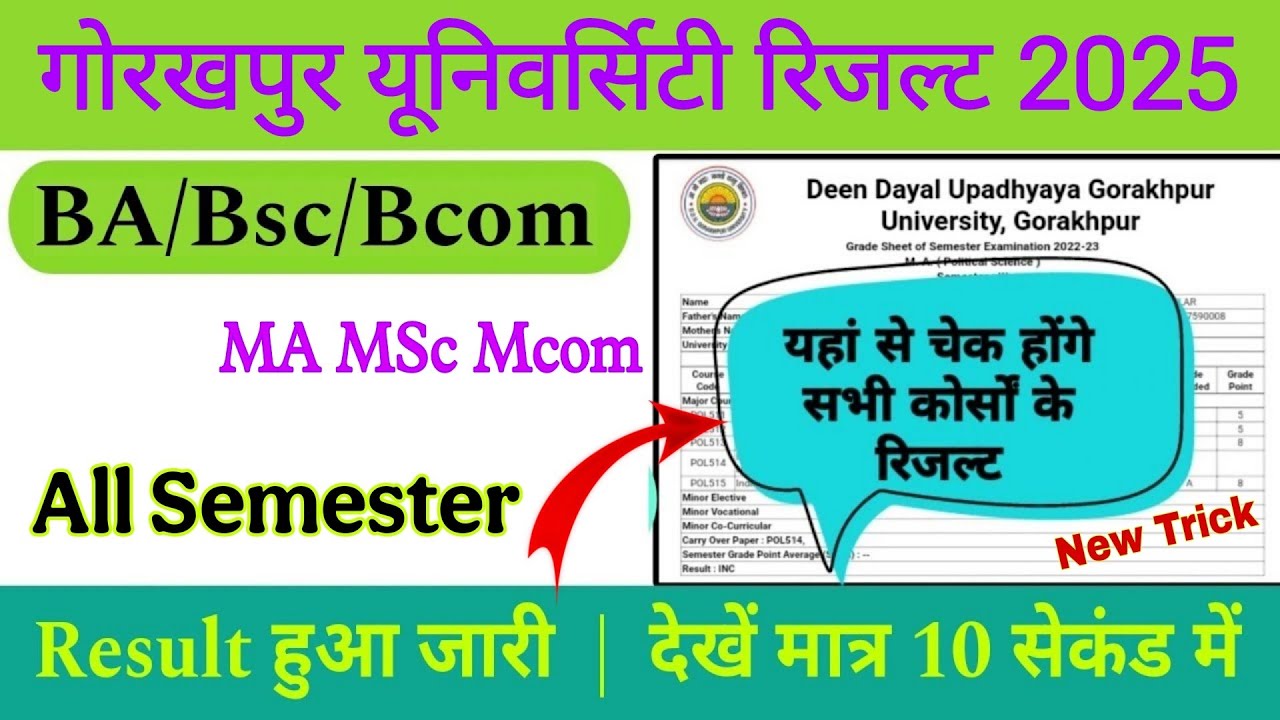 ddu gorakhpur university result 2025 kaise dekhe |how to check ddu gorakhpur university result 2025
