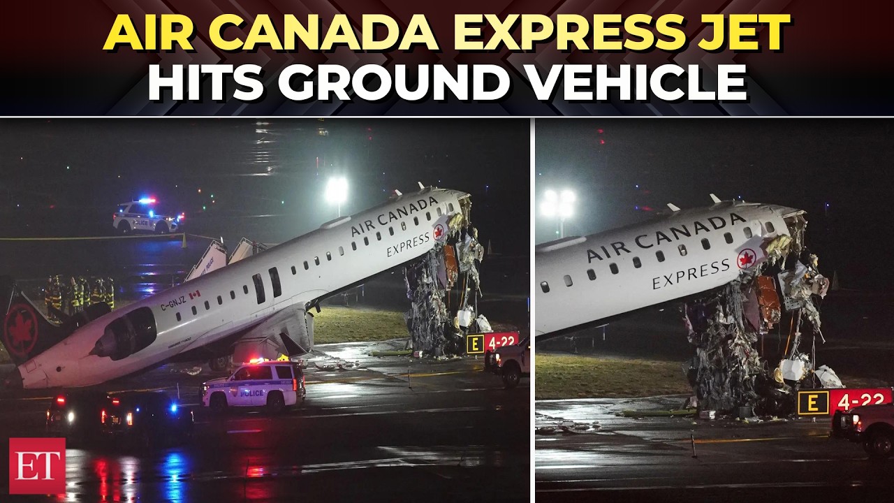 Air Canada Express jet collides with ground vehicle at LaGuardia Airport; 2 killed