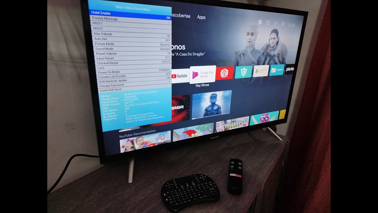 Como inverter a imagem da TV Semp TCL 32S6500S com mini Teclado e Controle Original