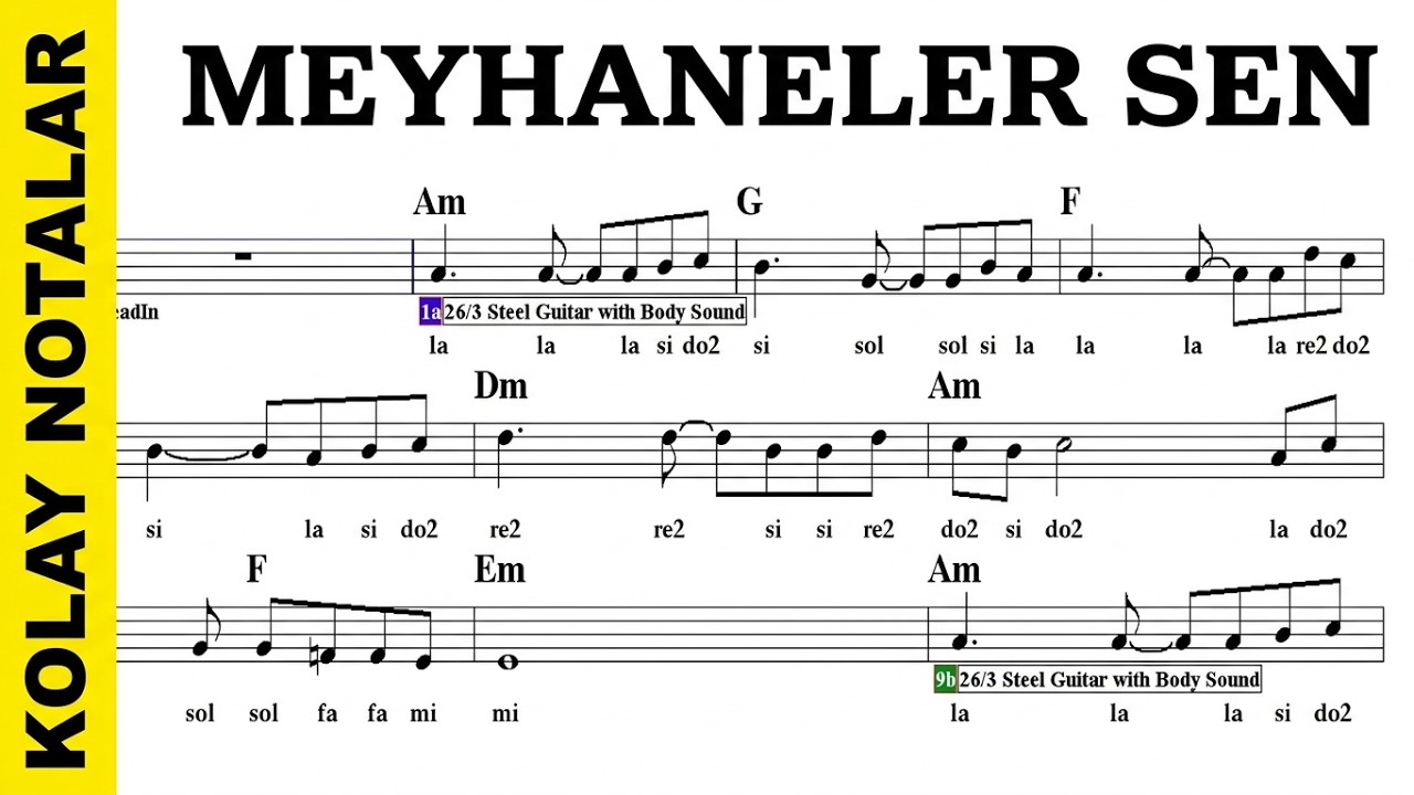 MEYHANELER SEN--Em--:Guitar,Keyboard,Flute,Violin,Melodica,Ukulele,Recorder.