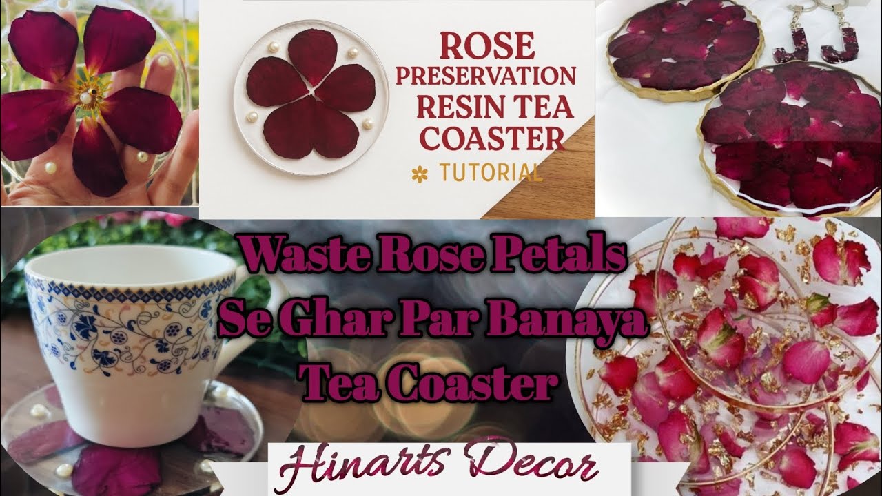 Resin Art Tea Coaster With Rose Preservation Full Tutorial At Home 😃😊🌹|| Step By Step😎|| Handmade 👌🏻