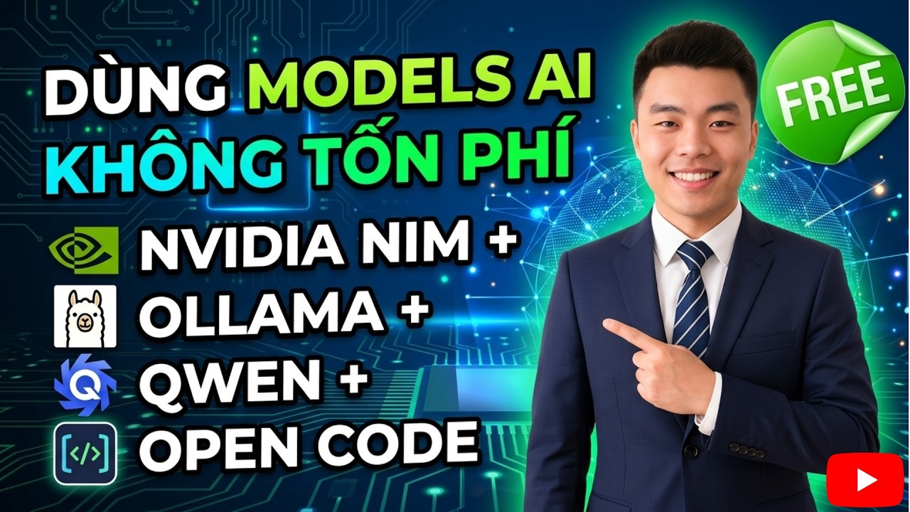 D&ugrave;ng models AI kh&ocirc;ng tốn ph&iacute; | NVIDIA NIM + OPEN CODE + OLLAMA + QWEN #ollama #qwen #nvidia