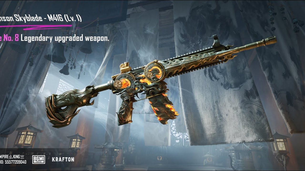 New m4 16 souls crimson sky blade full upgraded and sound kill animation #bgmi #m416crateopening 