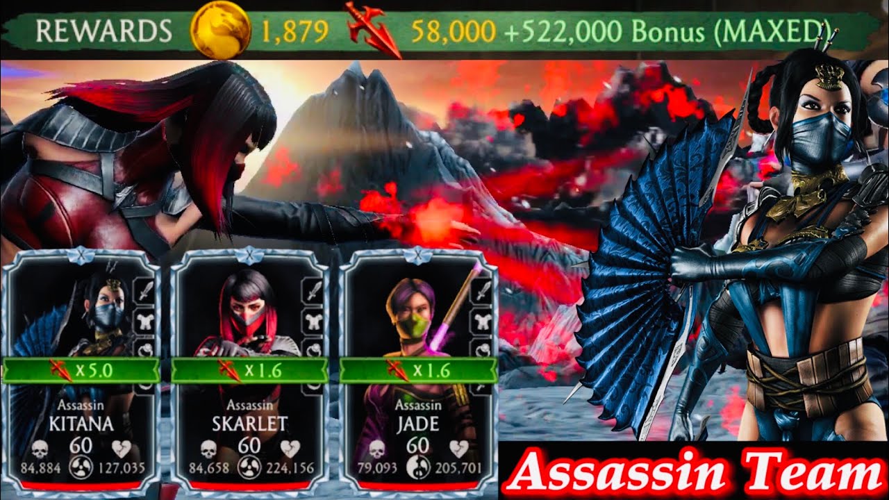 Assassin Team (Maxed) Bonus Points Survivor Mode Gameplay MK Mobile | Skarlet & Kitana Performance