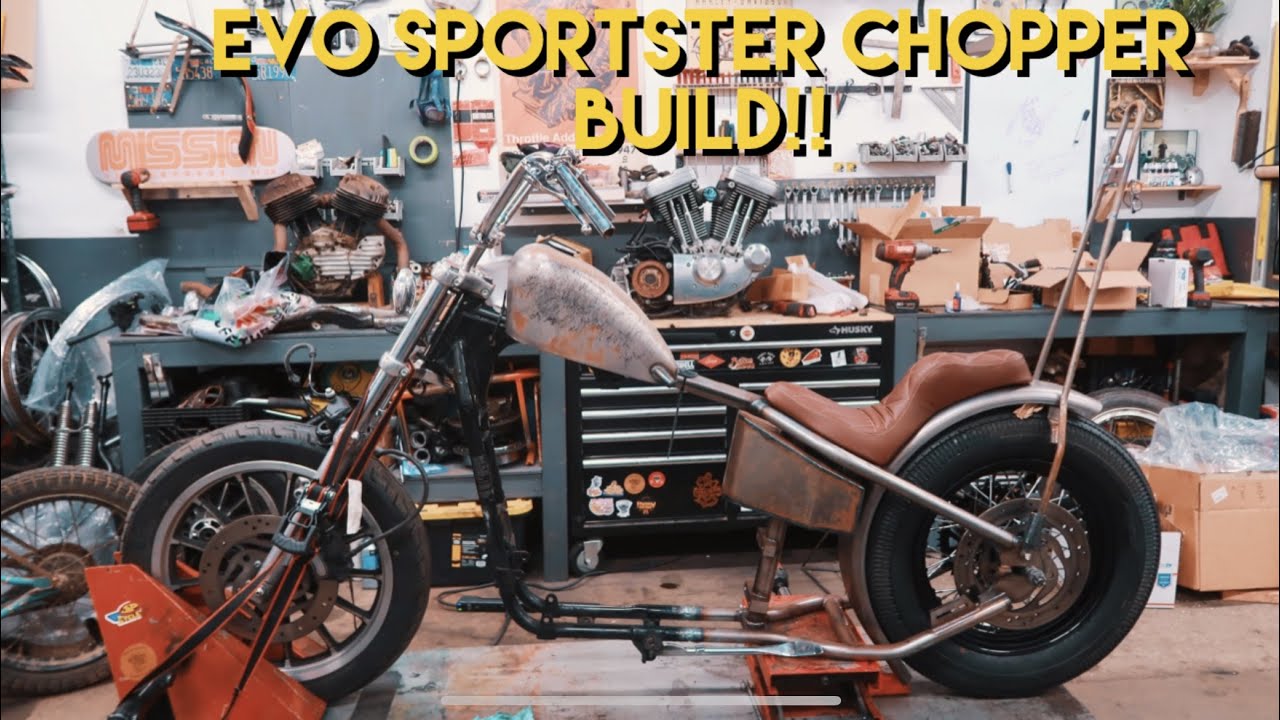 Throttle Addictions Sportster Hardtail install Evo Sportster Chopper Project Part 1