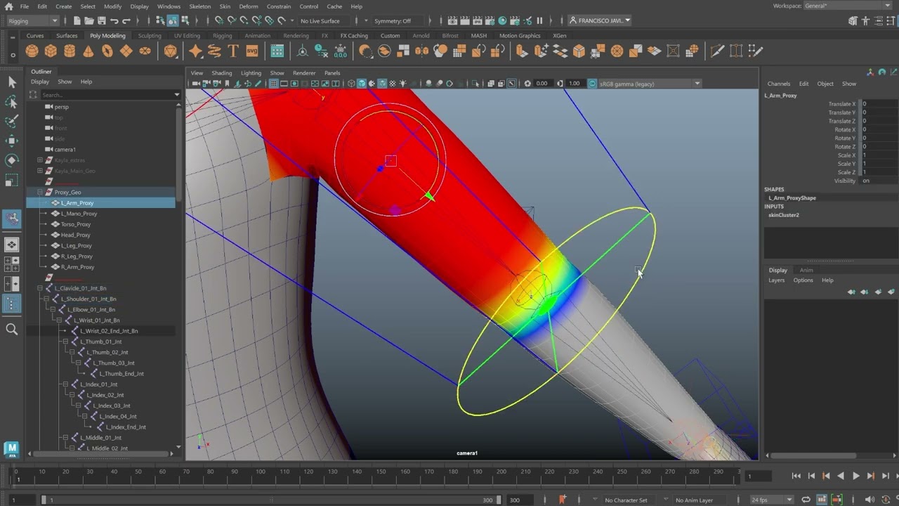 5  bind skin brazo y mano constraints