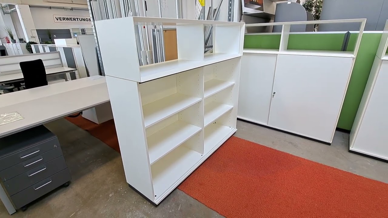 Bene Sideboard Aktenregal Regal Ordnerschrank wei&szlig; Aufsatz 4 OH 160x151 re0062