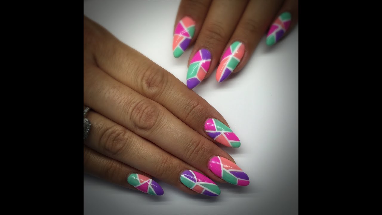 Pastel Geometric / Mosaic Gel Polish Spring Summer Nail Art | Light Elegance