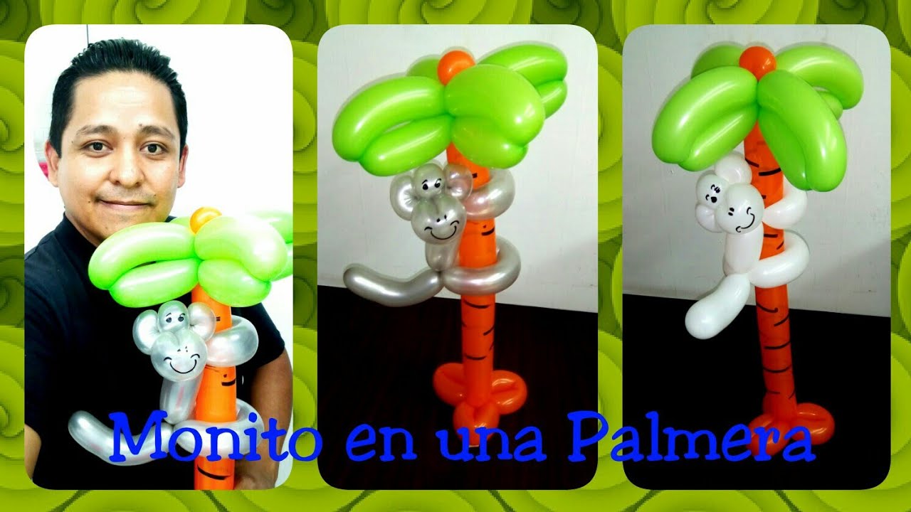 Como hacer un Monito en una Palmera con Globos Largos, Globoflexia Facil paso a paso
