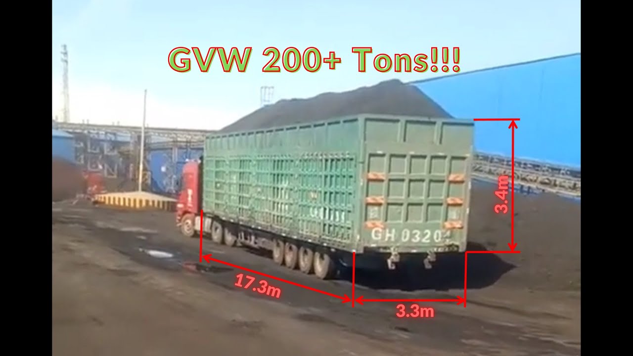 140 tons is min. weight of trucks in this video--- tremendous loaded trailer trucks