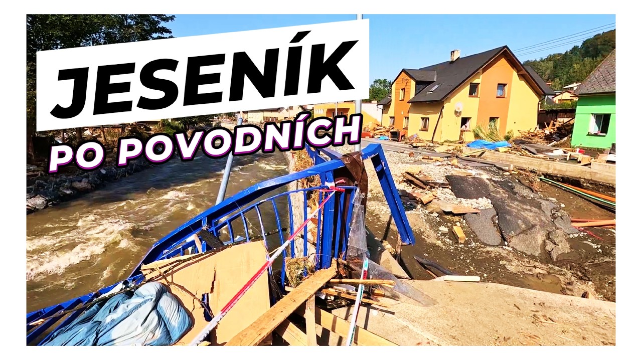 Povodně v Jeseníku (17. 9. 2024) | ulice Nábřežní, Slunná a Bělá pod Pradědem po povodních