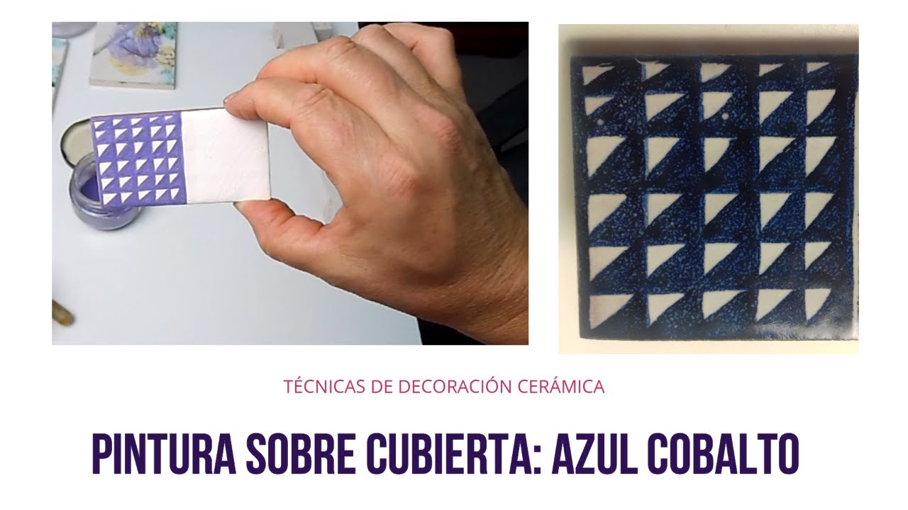 TÉCNICA DECORATIVA SOBRE CUBIERTA,🎨🖌️PINTANDO AZUL COBALTO SOBRE ESMALTE BLANCO.* Tacto de Barro*