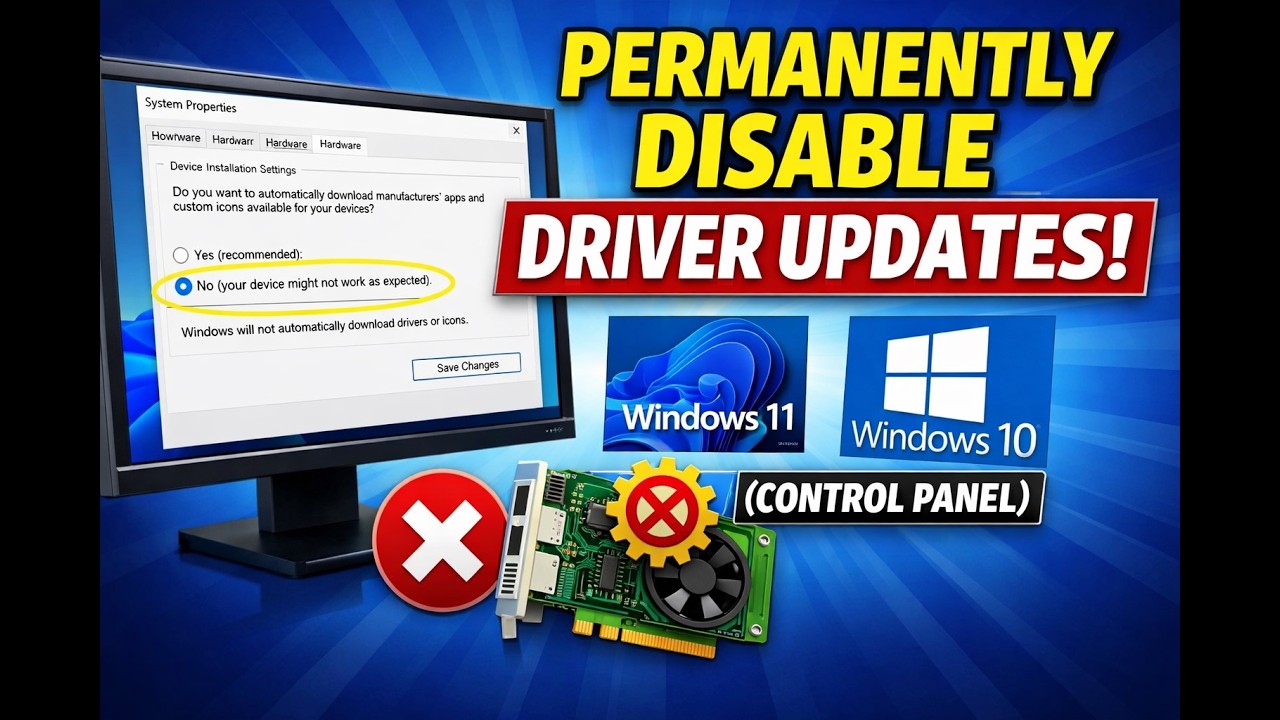How to Permanently Disable Automatic Drivers Updates on Windows 11/10 (Control Panel)| GearUpWindows