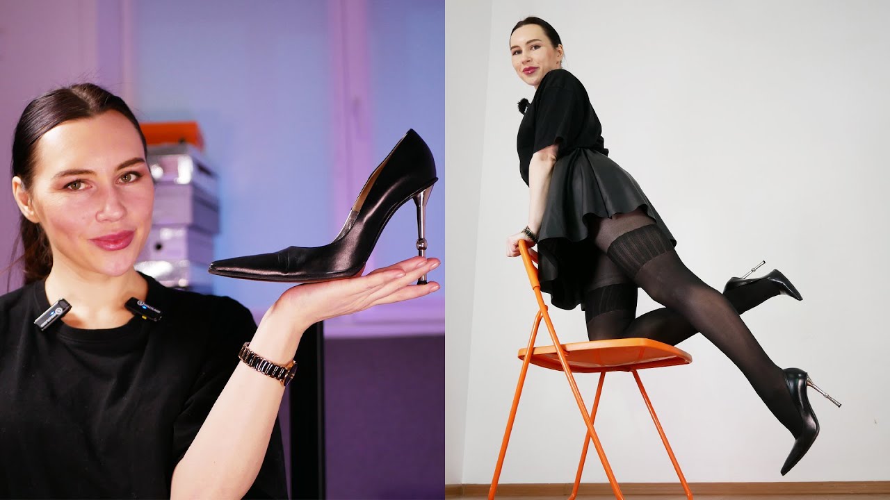 Shiny heels on the longest legs