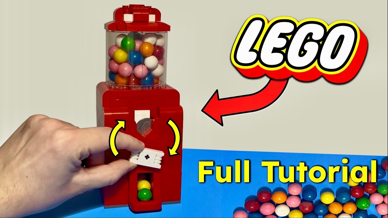 Mini LEGO Gumball Machine Tutorial (Realistic Turning Mechanism)