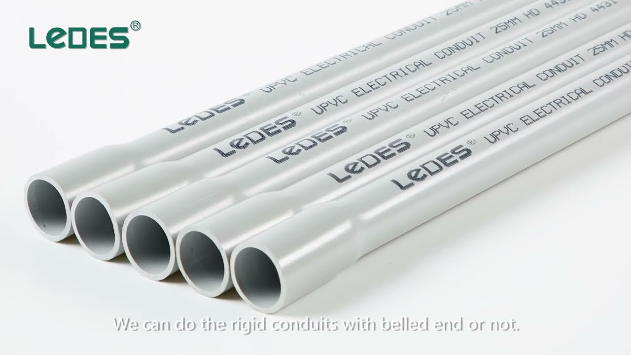 Ledes LSZH PVC Rigid Electrical Conduit Pipe Low Smoke Zero Halogen Plastic Wiring Pipe - Grey