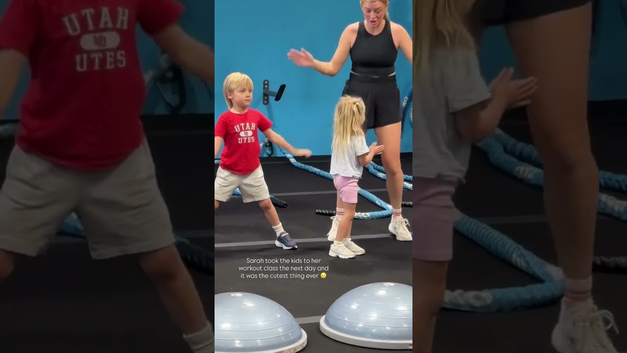 Sarah took the kids to her workout class the next day and it was the cutest thing ever