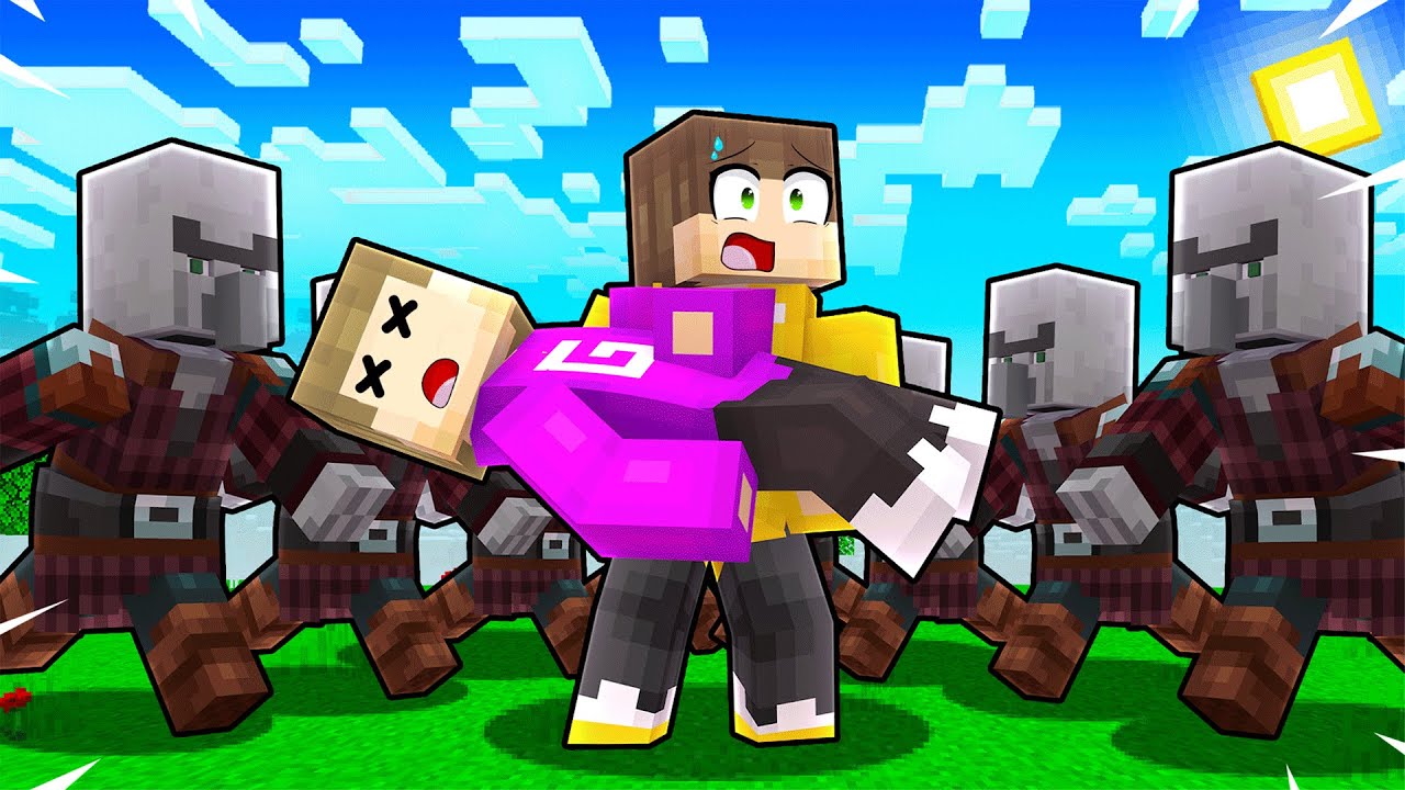Pillagers Vallen Kleurstad Aan (Minecraft Survival)