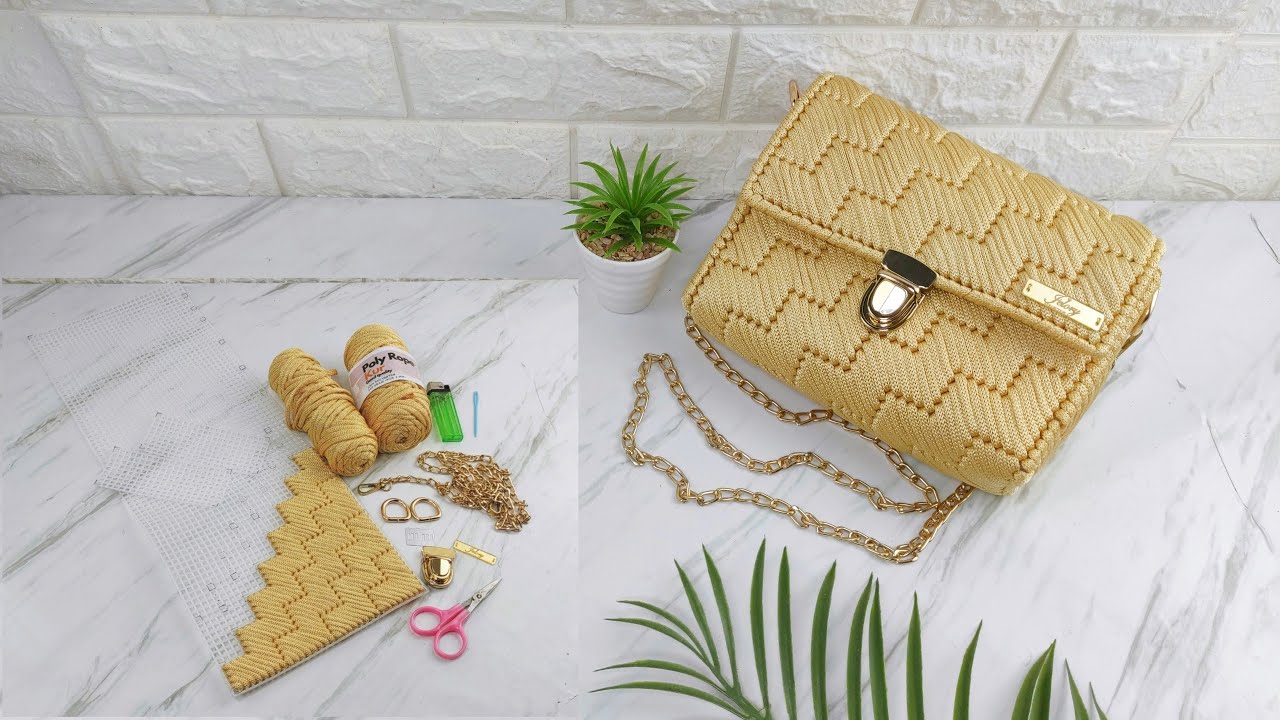 PLASTIC CANVAS BAG DIY  | ROPE BAG TUTORIAL #canvasbag #handmadebag #yarnbag
