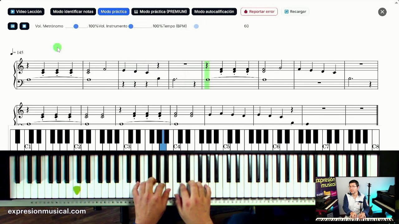 Ejercicios de piano nivel 1 y 2 - indicaciones para poder practicarlos.