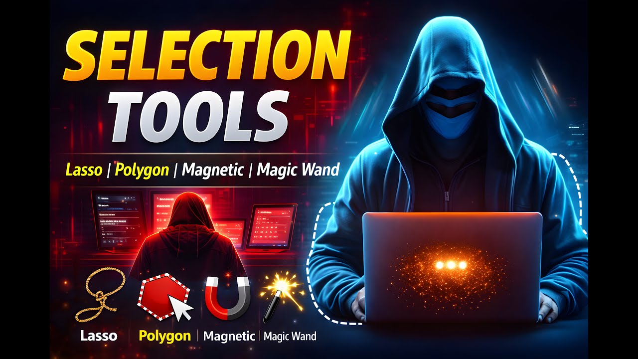 😲Lasso, Polygon, Magnetic & Magic Wand Tool | Photoshop Selection Tools Hindi Tutorial🤔