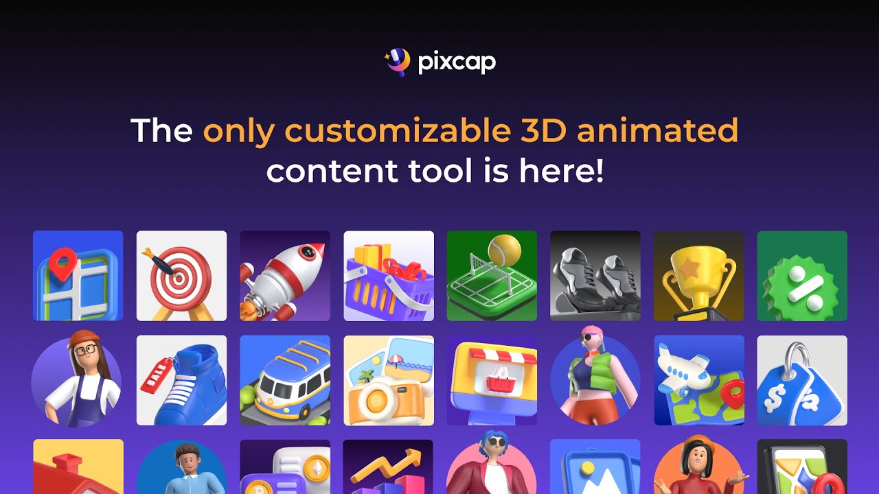 Pixcap's 3D Animated Icons for Designers - Create Animated Icons Online