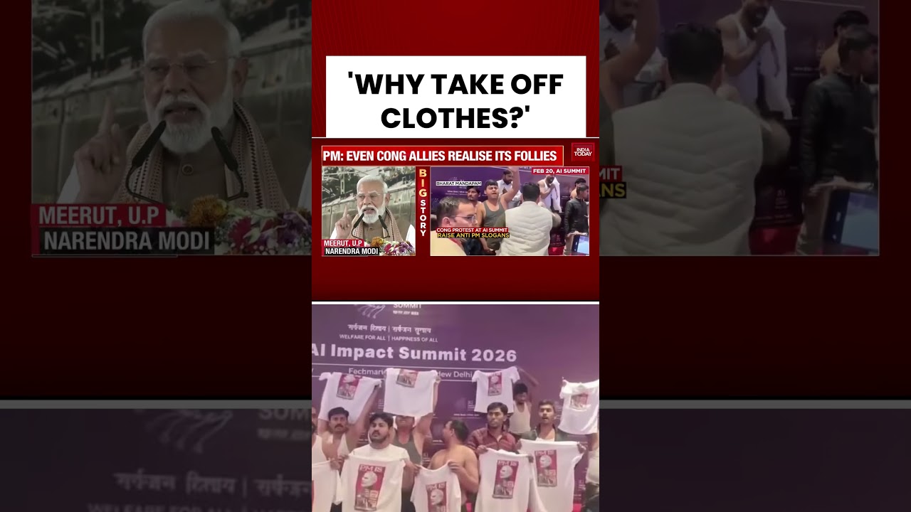 PM Modi Slams Congress Over Shirtless Protest At Global AI Summit, Calls It &lsquo;Naked Politics&rsquo;