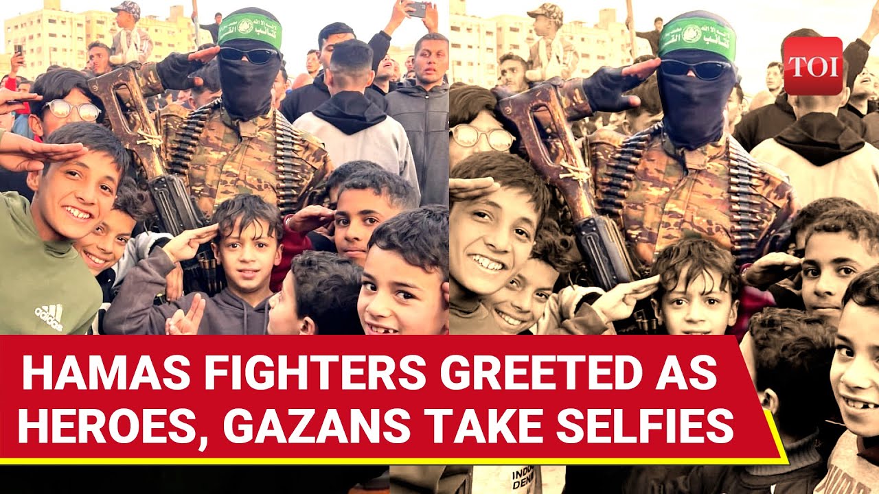 Gazans Take Selfies With Hamas Fighters; Hero's Welcome After Israeli Troops 'Forced To Exit'