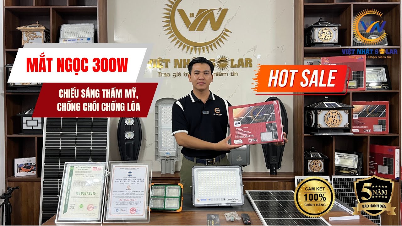 Đèn Năng Lượng Mặt Trời - Đèn Mắt Ngọc 300W Chiếu Sáng Thẩm Mỹ, Chống Chói Chống Lóa.