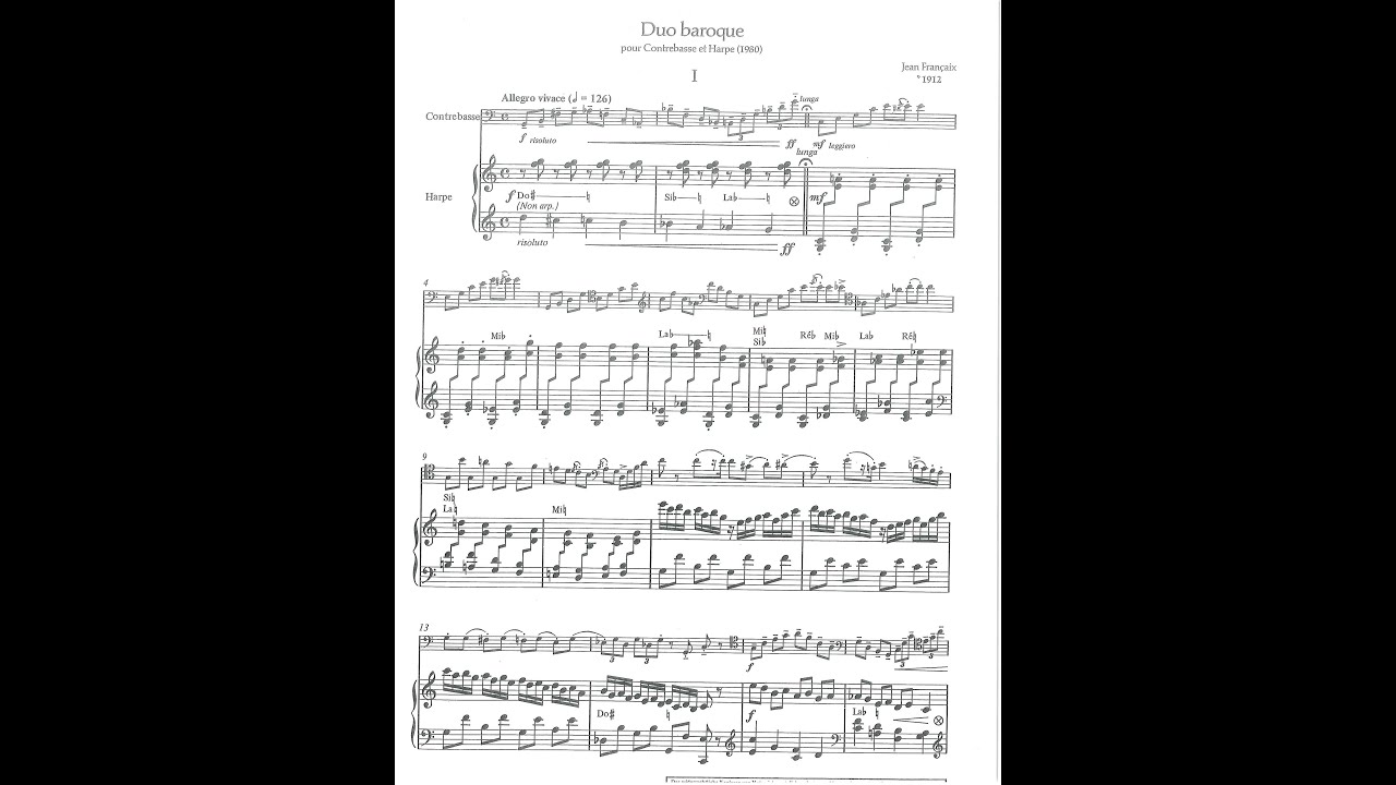 Jean Françaix – Duo baroque (contrebasse & harpe)
