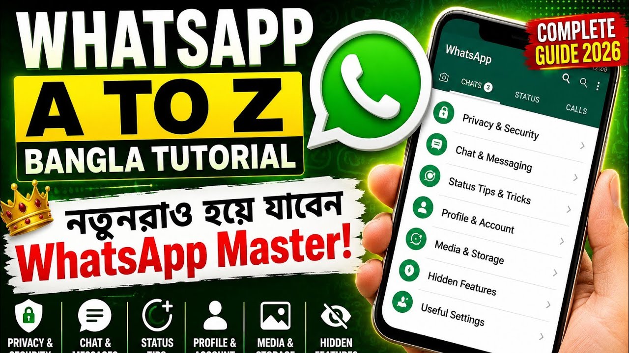 WhatsApp A to Z Bangla Tutorial | নতুনরাও হয়ে যাবেন WhatsApp Master! | WhatsApp Tips & Tricks 2026