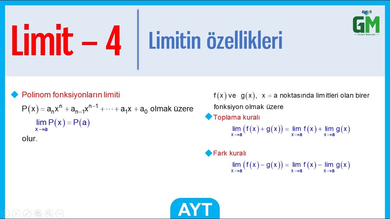 Limit - 4 | Limitin özellikleri | AYT Matematik