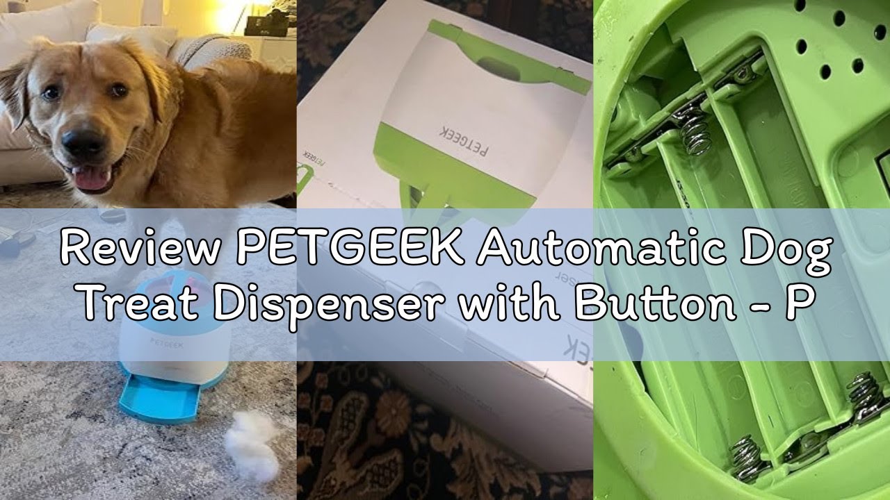 Review PETGEEK Automatic Dog Treat Dispenser with Button - Puzzle Memory Training Feeder, Pet Geek B