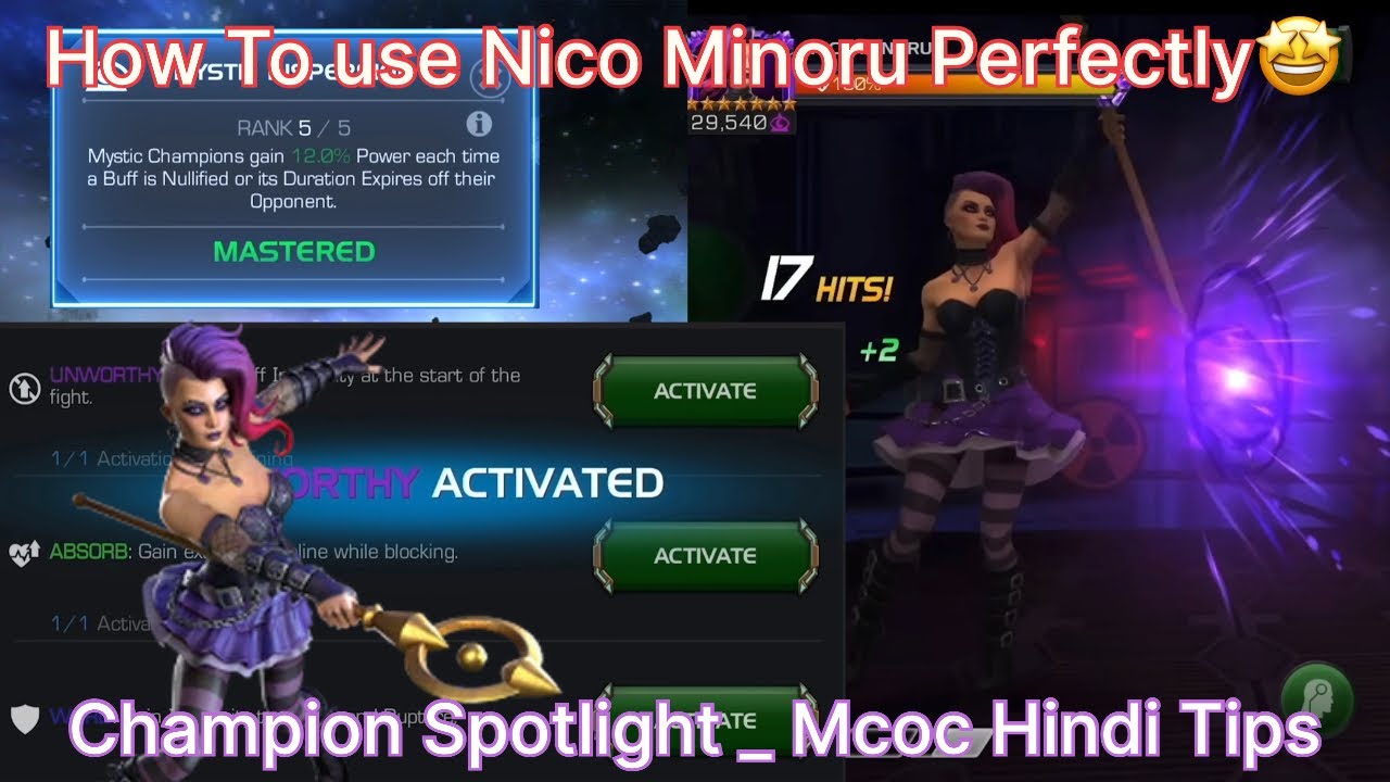 How to use Nico Minoru effectively / God tier Champion Latest Mcoc in hindi 