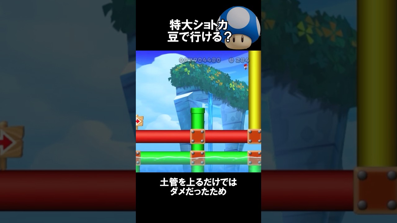 【検証】マリオUの特大ショトカは豆状態でも行けるのか？ 