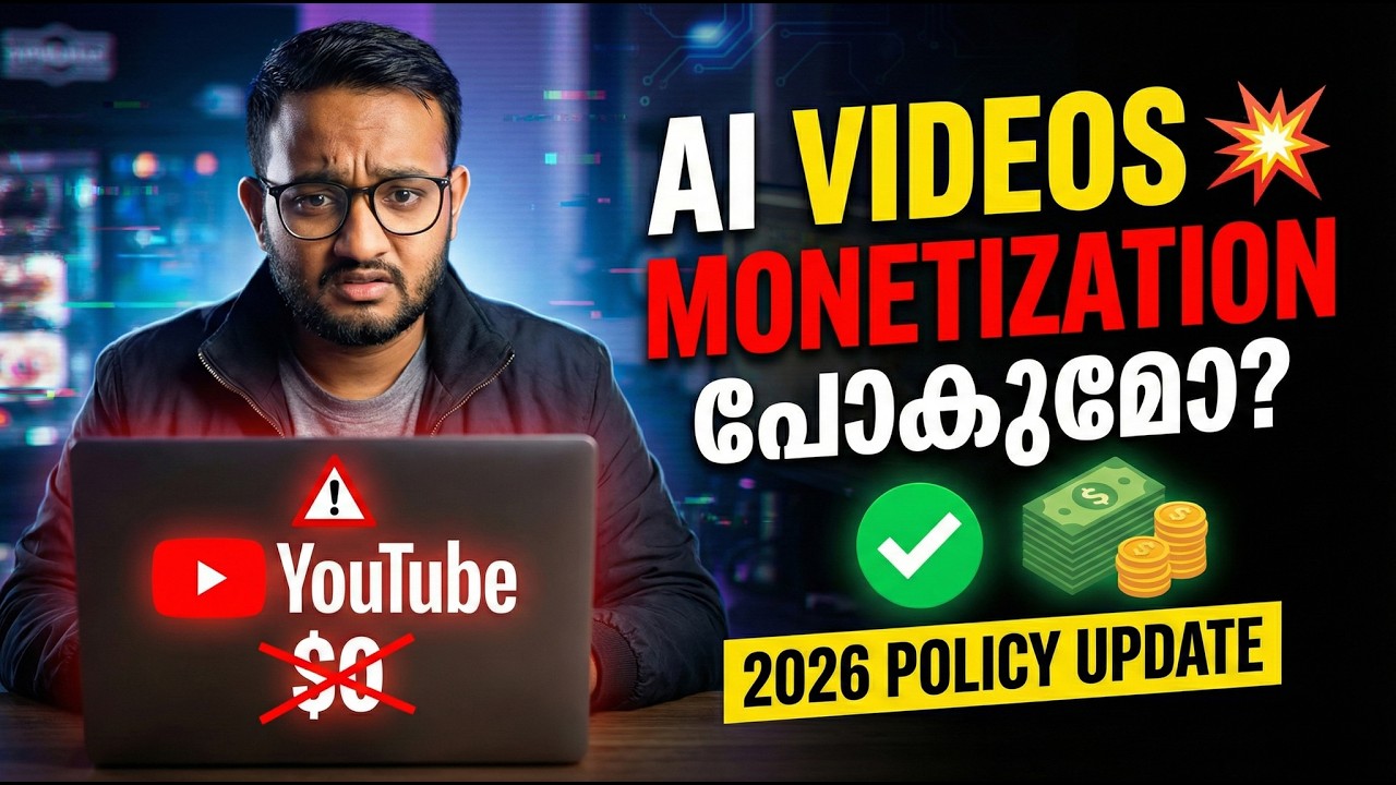 AI Videos Monetize ആകുമോ? ⚠️ YouTube 2026 Policy Reality (Malayalam)