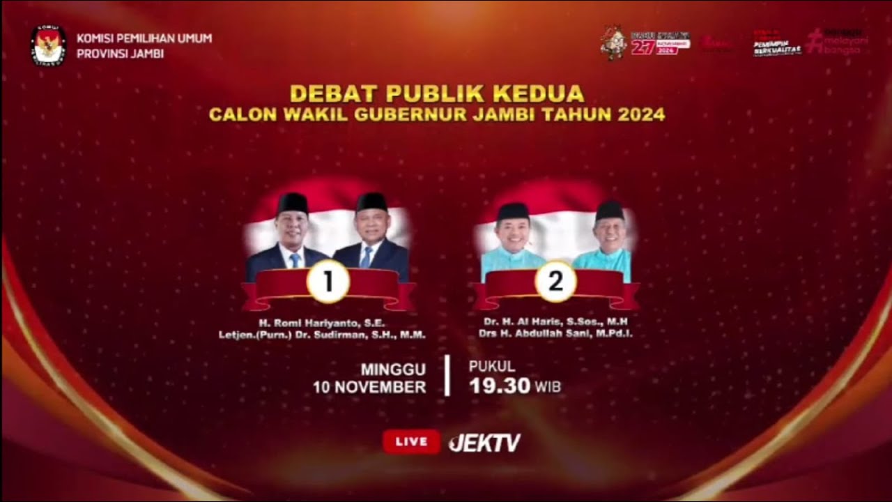 DEBAT PUBLIK KEDUA CALON WAKIL GUBERNUR JAMBI TAHUN 2024