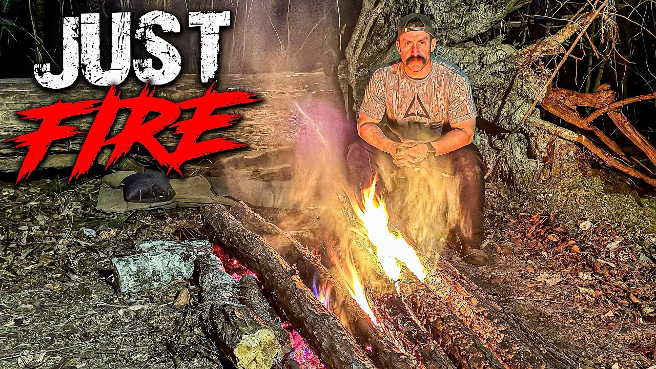 Alone in Louisiana...Sleeping Under a Fallen Tree (Caveman Steak on Coals)