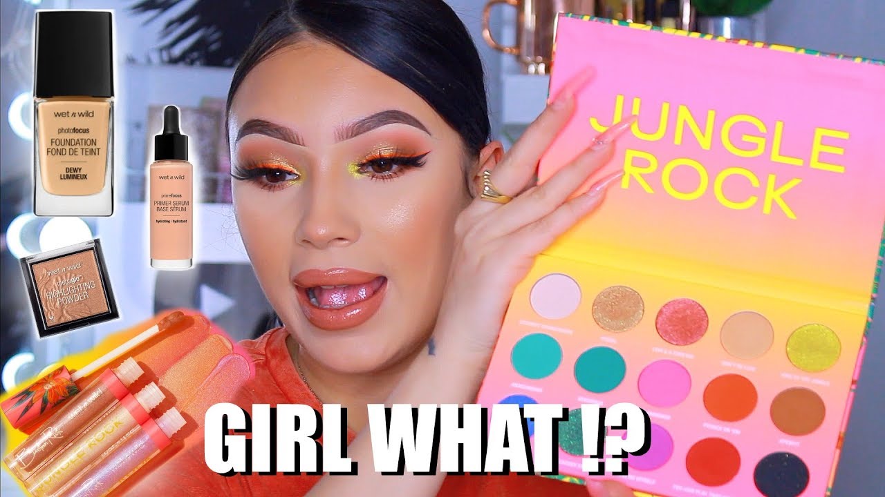 TESTING NEW WET N WILD MAKEUP | NEW DEWY PHOTO FOCUS FOUNDATION & JUNGLE ROCK COLLECTION REVIEW