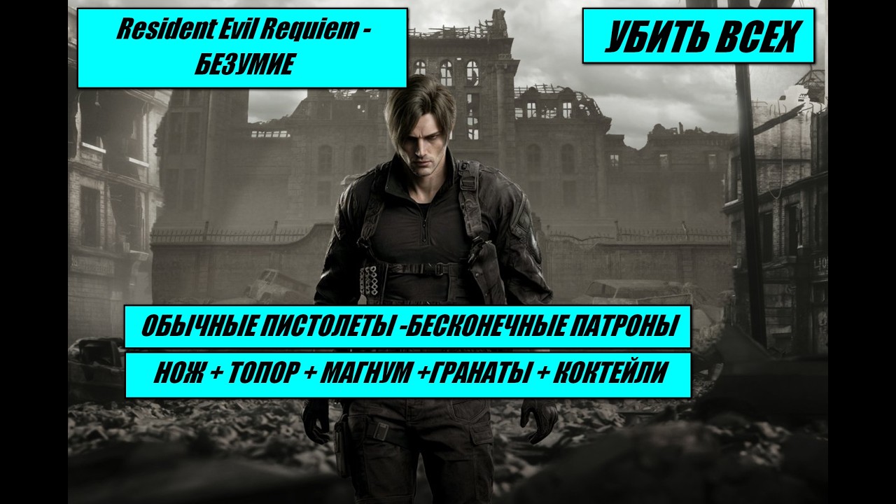 RE9 БЕЗУМИЕ / ОБЫЧ.ПИСТОЛЕТЫ БЕСКОНЕЧНЫЕ / МАГНУМ+НОЖ+ТОПОР+ГРАНАТЫ+КОКТЕЙЛИ / УБИТЬ ВСЕХ # 2