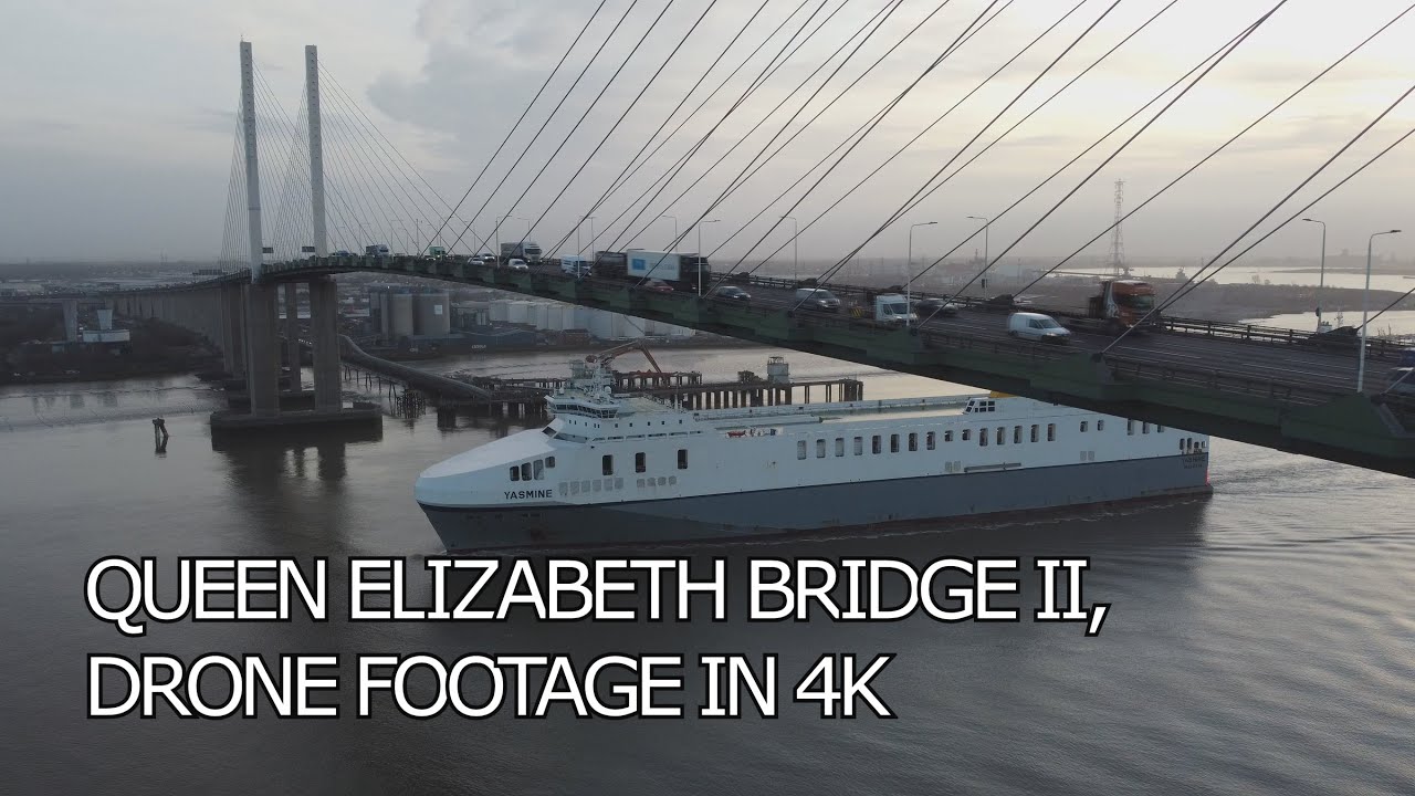 Queen Elizabeth II Bridge | Dartford Crossing DRONE/AERIAL Stock Footage 4K